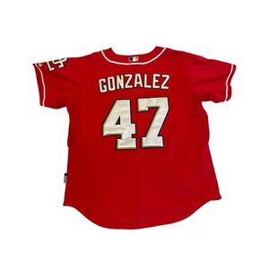 Gio Gonzalez # 47Majestic Mens Red Baseball Top  Embroidered Size 50